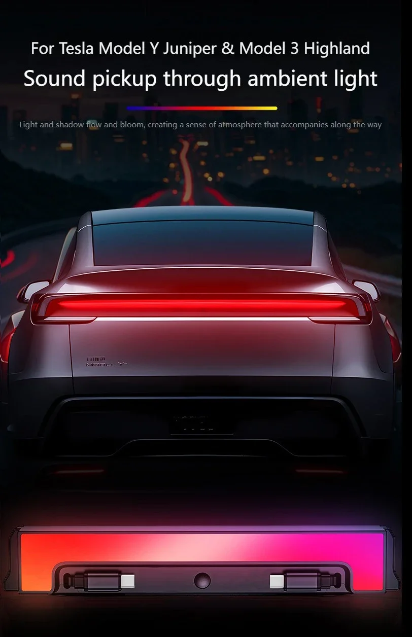 For Tesla Model Y Juniper Fast Charging USB Docing Station with Rainbow Light for Model 3 Highland Retractable Ambient Lighting