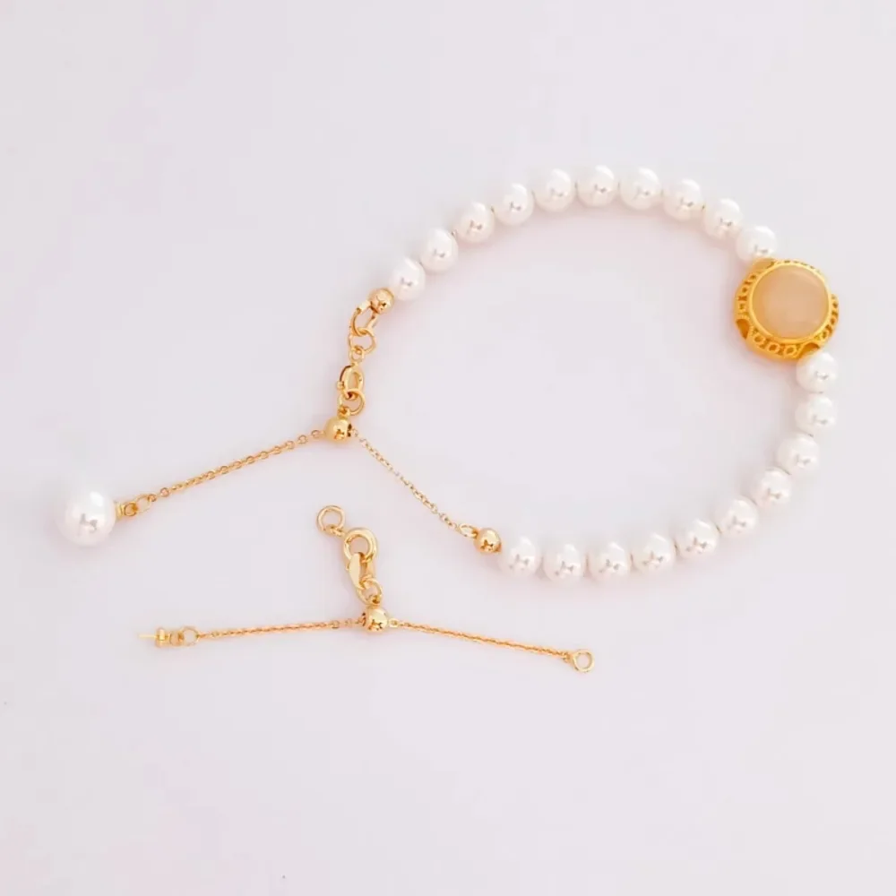 

14K Gold-plated Spring Buckle Flat 0 Extension Adjustable Chain with Empty Pin Support Adjustable End Bracelet Diy Accessory