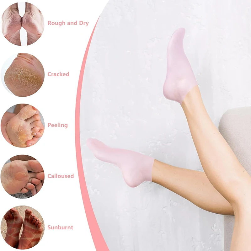 1 paio di maschera per i piedi in silicone anti crepa previene la secchezza maschera per la spa dei piedi calzini per pedicure guanti idratanti per la cura dei piedi