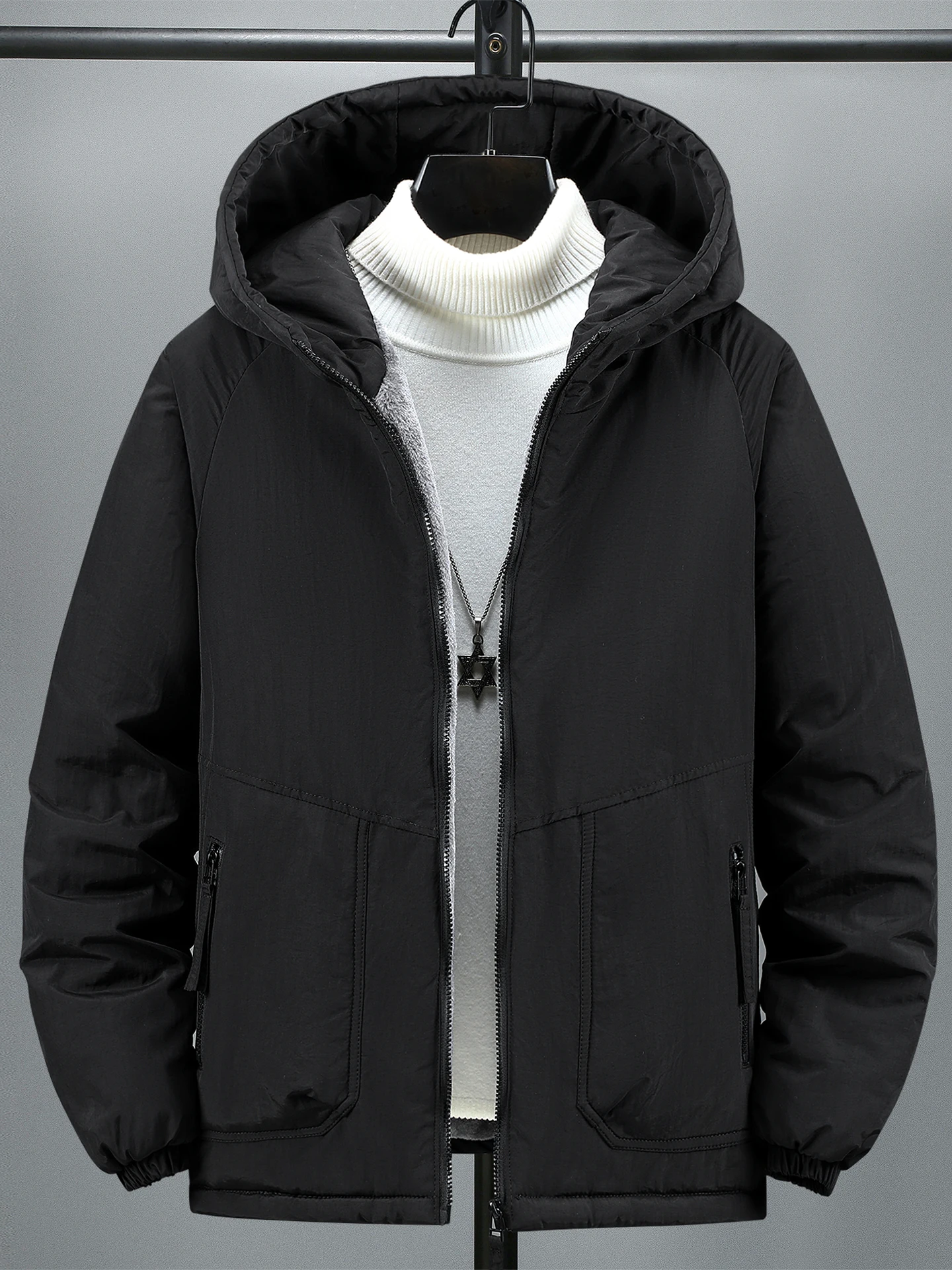 

Утепленная зимняя куртка оверсайз на флисовой подкладке для мужчин: теплая, морозостойкая, хлопковая одежда свободного кроя для полных мужчин