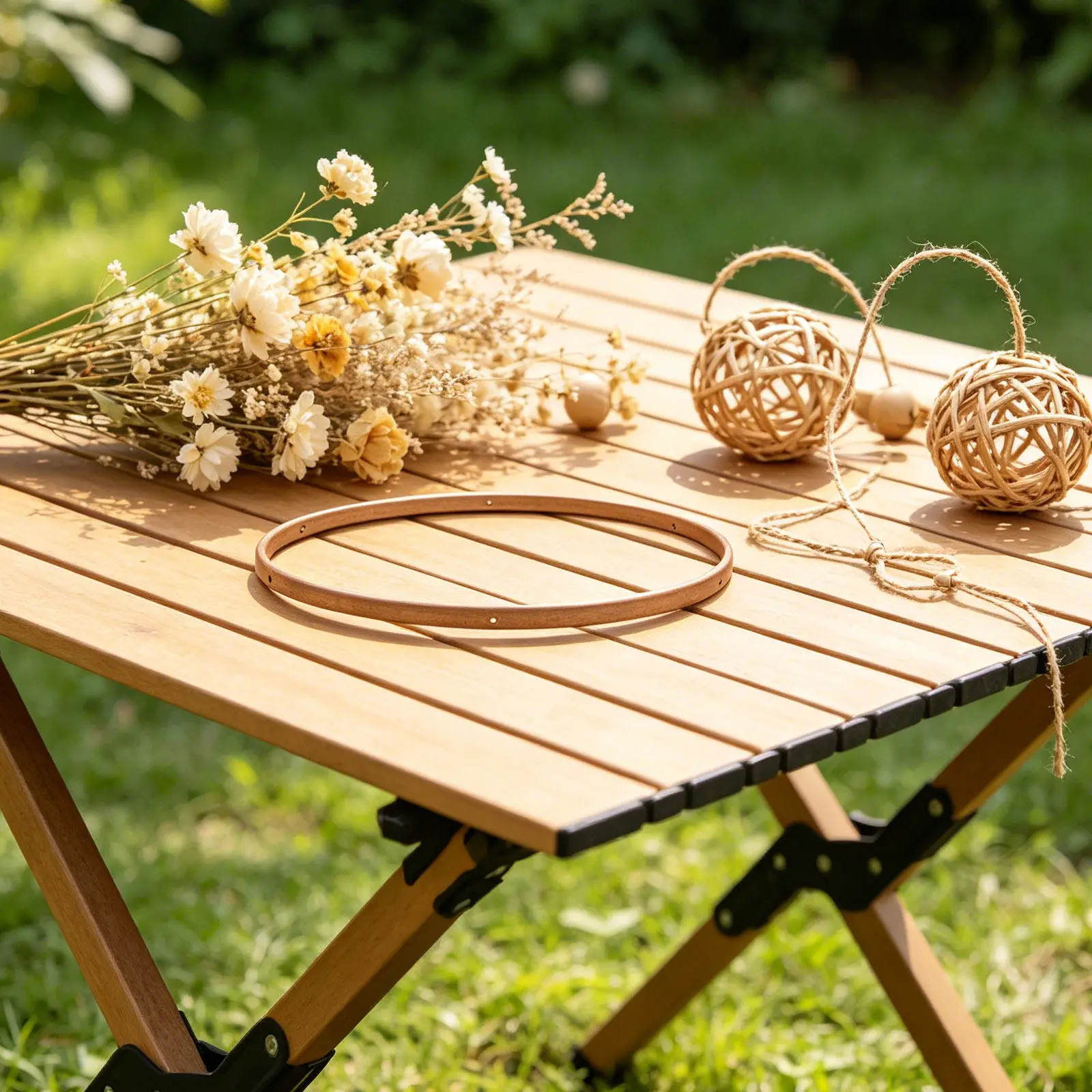 7.8 Inch Bamboo Crib Mobile Frame Nursery Hanging Hoop Wind Chimes Baby Room Decoration DIY Wind Chime Holder Stand