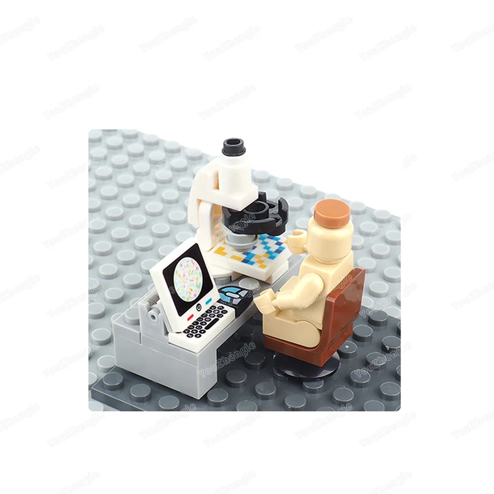 Equipamento experimental de microcomputador, bloco de construção, modelo moc, figuras, material de célula minúscula, equipamento de ampliação, brinquedos de presente de cena