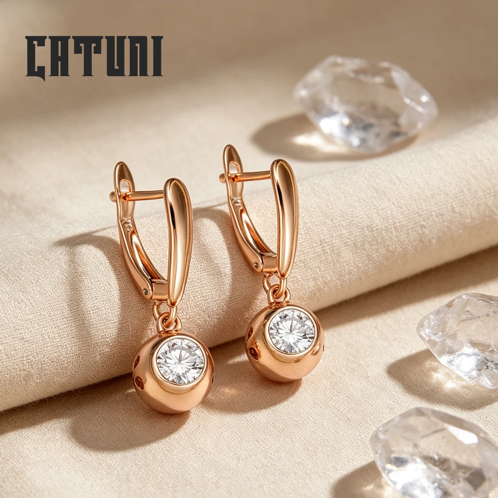 New Round Pearl Drop Earrings Natural Zirconia Ball Drop Earrings Exquisite And Luxurious Gift For Women Delicate Jewelry