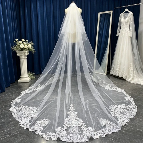 Handmade Custom Length Soft Tulle Wedding Veil with Comb 3m/3.5m/4m 2 Layers Cathedral Bridal Veil  Wedding Dress Veil