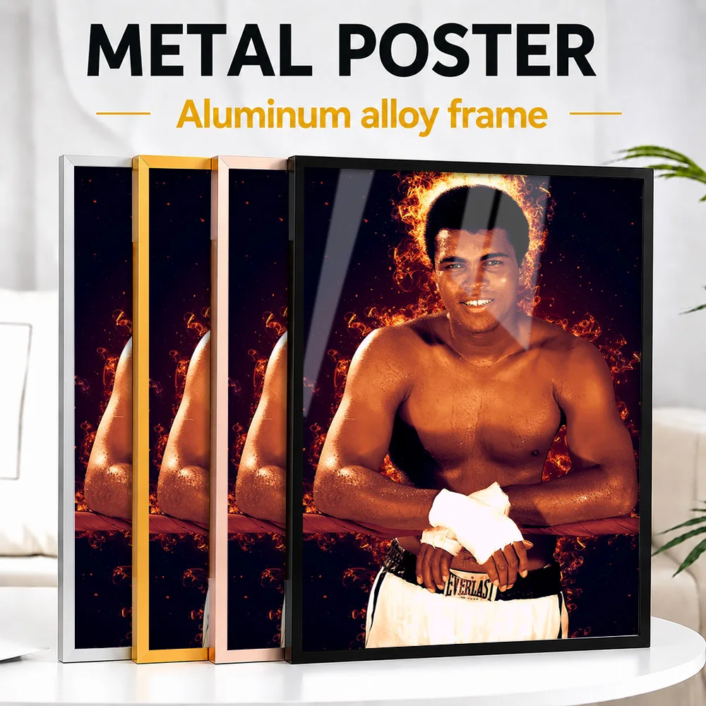 Muhammad Ali Boxing Framed Metal Print Customized Photo Motivational Training Style Wall Art For Game Room Unique Athlete Gift