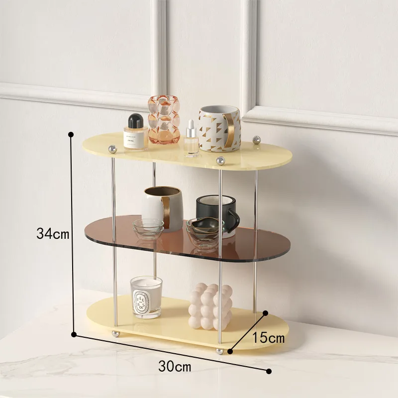 Creative acrylic cup storage rack, household desktop simple multi-layer ins feng shui cup tea set storage rack