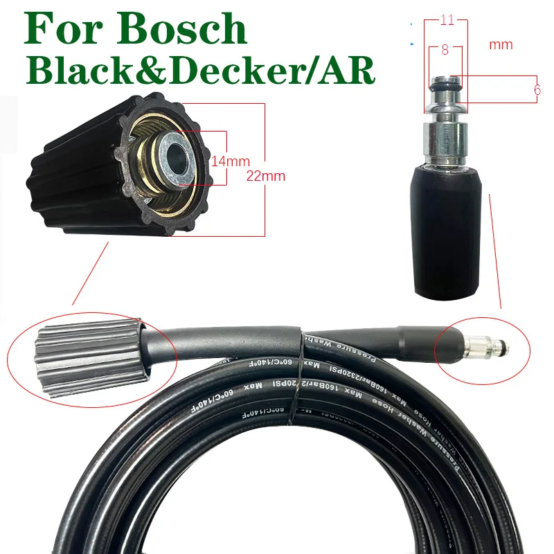 6m/10m High Pressure Water Cleaning Hose Pipe Spray Gun Tools for Bosch Black & Decker AR High Pressure Cleaning Machine