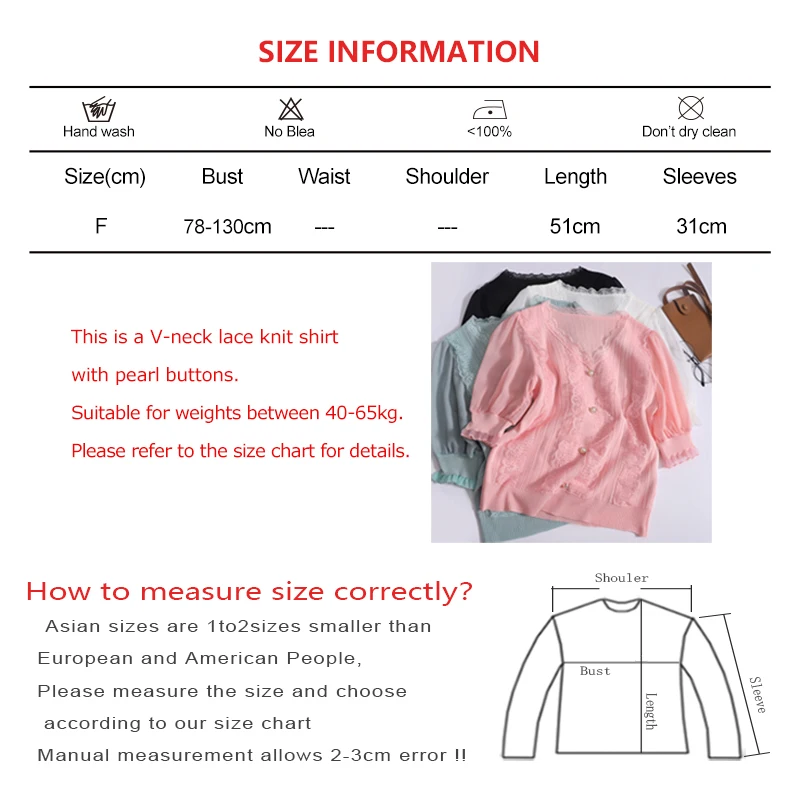 Spring Summer Thin Short Sleeved Chiffon Top Vintage V-neck Lace Pearl Buttons Top Rib Elastic Pleated Women Casual Office Shirt