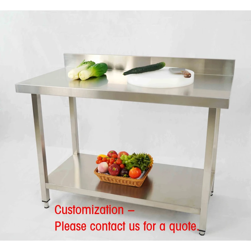 custom.Customizable Two-Tier Stainless Steel Work Table with Commercial Kitchen Storage Steel Fabrication