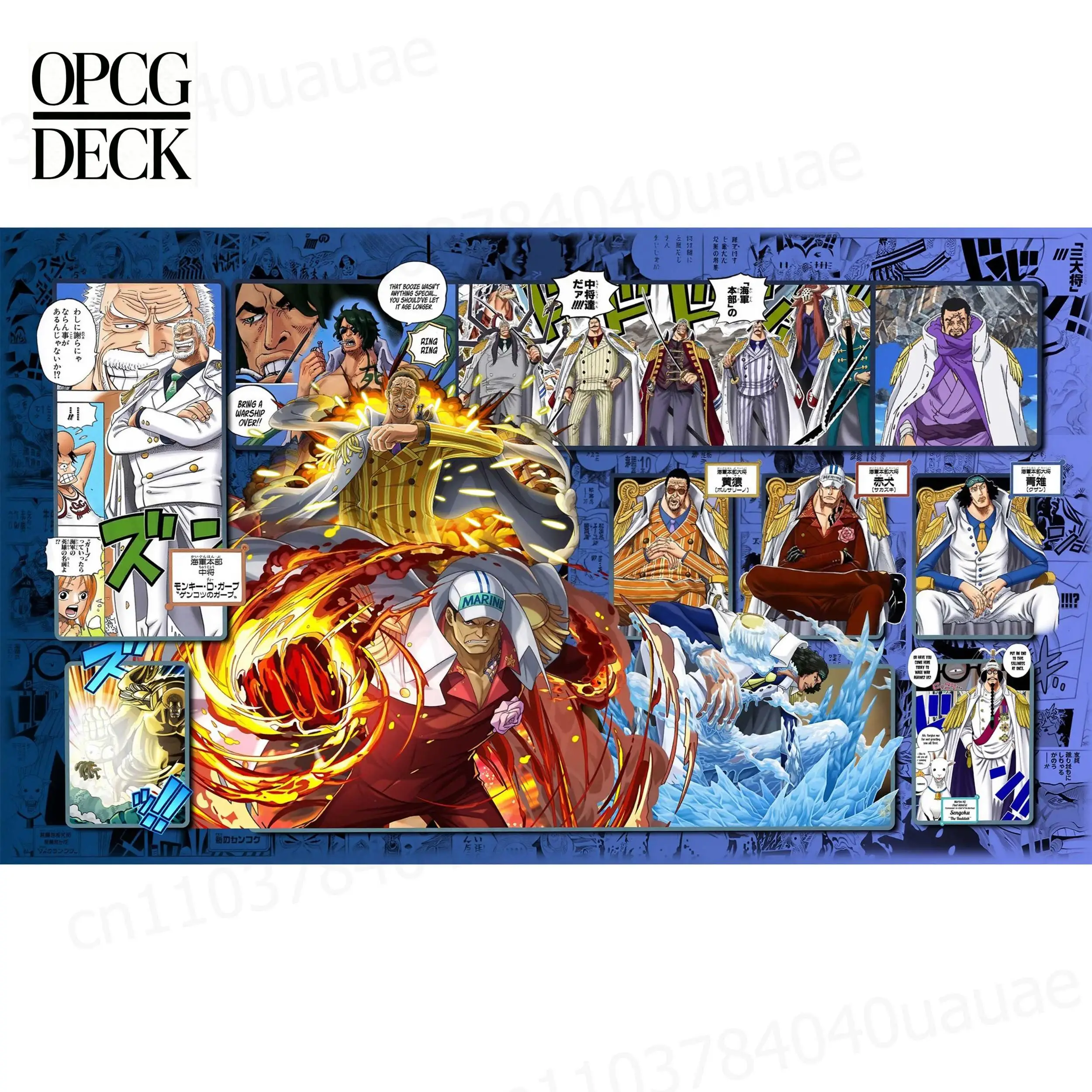 Tapete de Juego One Piece OPCG, Sakazuki, Borsalino, Kuzan Tapete de Juego de Cartas de Alta Calidad con Diseño de Monkey D. Garp, 60*35 cm