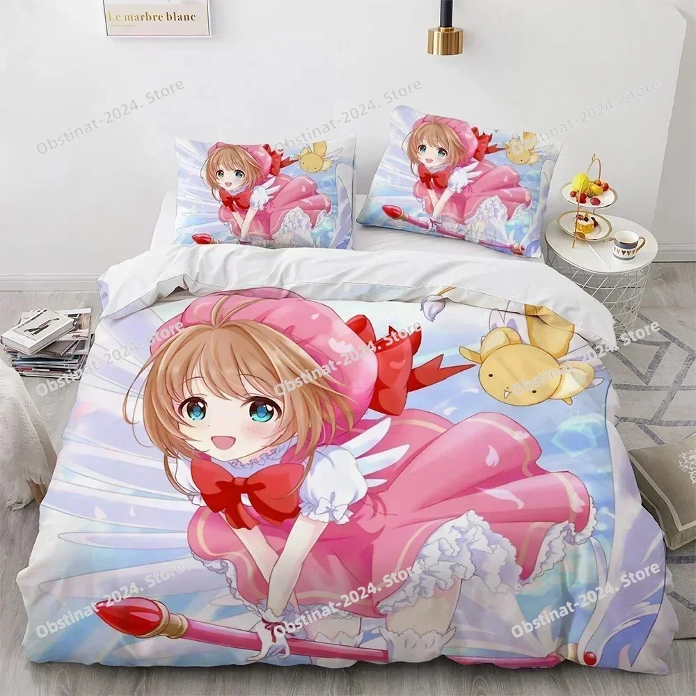 Anime Cardcaptor Sakura Bedding Set Print single Comforter Quilt Bed Cover Duvet Cover Pillow Case 3 Pieces Sets Kids Adult Size