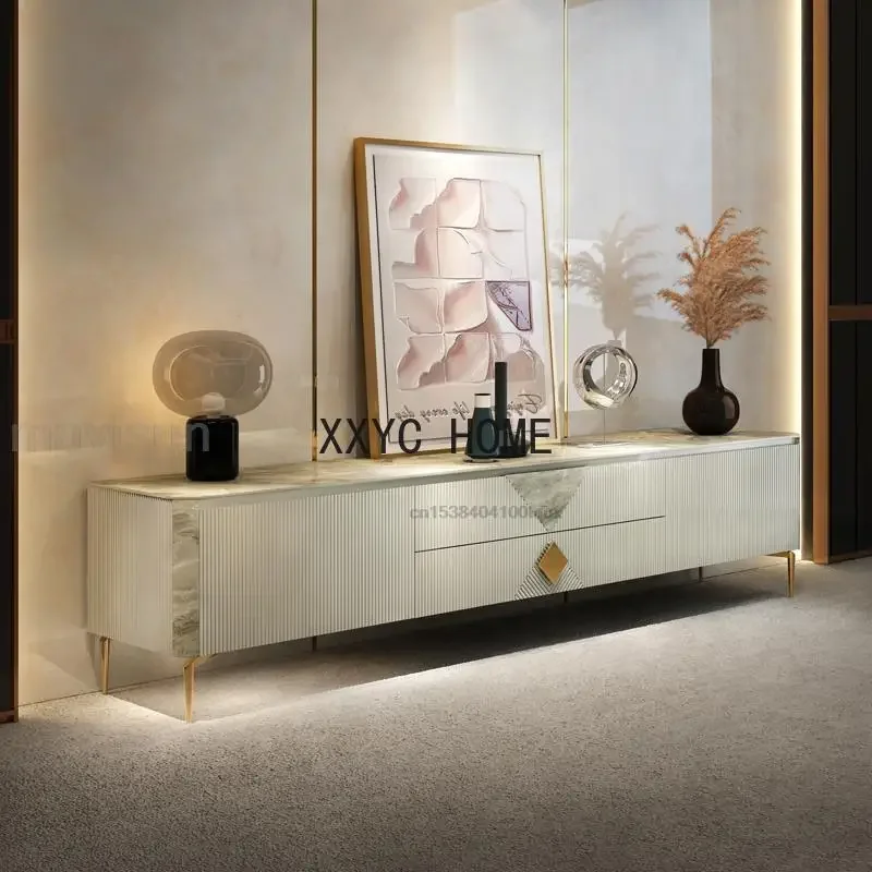 

Italian Style Minimalist Floor For Living Room Furniture Light Luxury Glossy Gray Design 1.8m Tv Stands