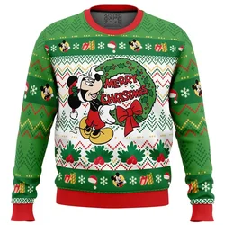 Disney Men's Hoodie Mickey Mouse Boys Girl Pullover 3D Printed Long Sleeve Top MINISO Men's Pullover Oversized Men's Clothing