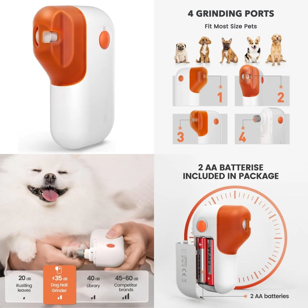 

Electric Pet Nail Grinder for Dogs and Cats Portable Animal Claw File Trimmer with USB Charging Quiet Grooming Tool for Small