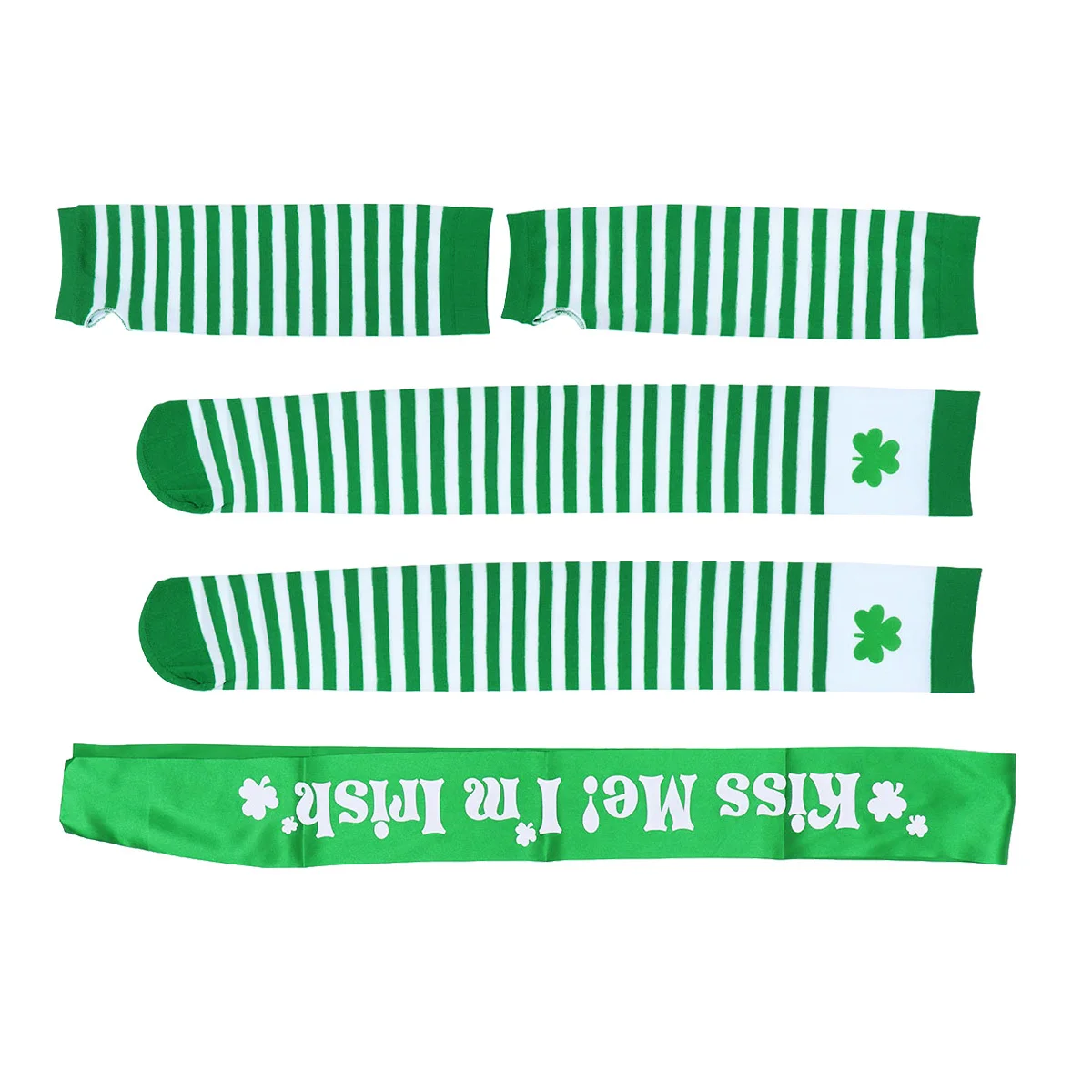 Kit de accesorios para el día de San Patricio, guantes a rayas verdes, medias, faja para reuniones navideñas, sesión de fotos, Día de San Patricio