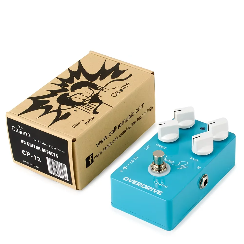 Pedal de Guitarra Caline Pure Sky OD, Efeito de Overdrive Puro e Limpo, Acessórios para Guitarra Elétrica CP-12