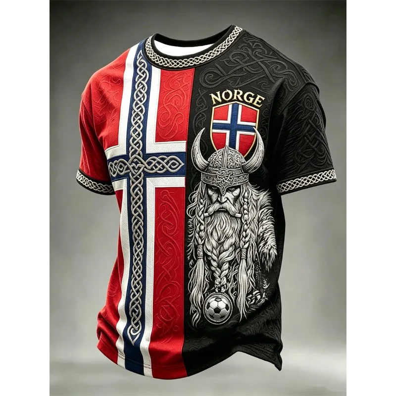 New Unisex Split-tone Norge Viking T-shirt Family Matching Oversized Scandinavian Folk Street Fan Merch Fans Daily Shirts