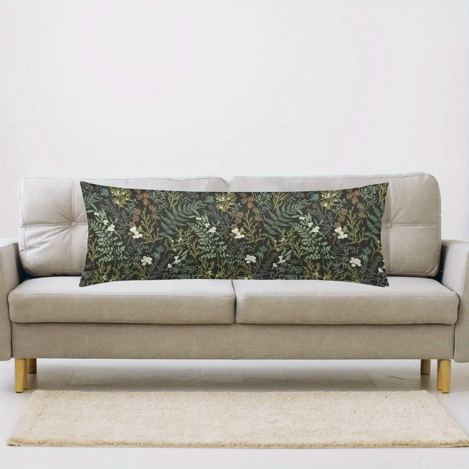 

Зеленая длинная наволочка из полиэстера с цветочным принтом в виде листьев, черная застежка-молния, можно стирать в машине, ткань, мягкая, декоративная