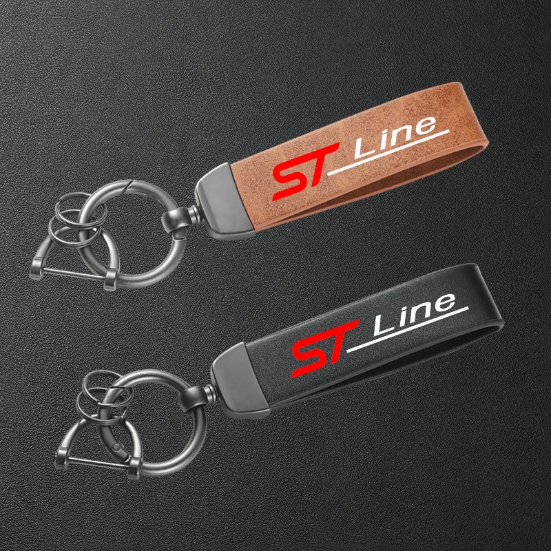 For Ford ST Line Focus X 2 3 Mondeo Fiesta Kuga MK2 MK3 MK4 Auto Accessories High-Grade Leather Car Keychain Holder Keyring