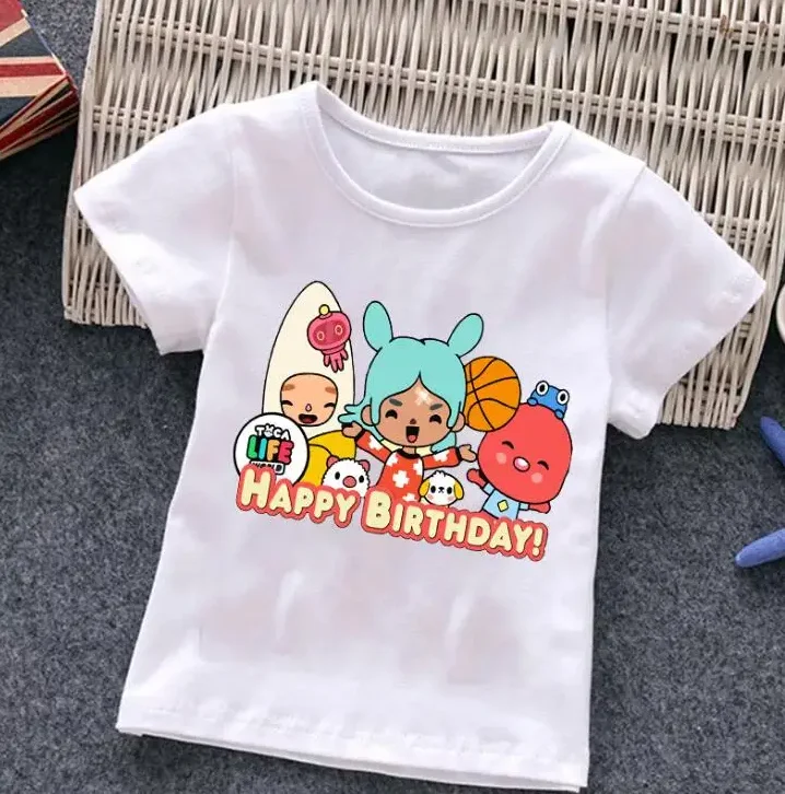 Camiseta de manga corta con estampado de Life World para niños y niñas, ropa de juego de animación de dibujos animados, Verano