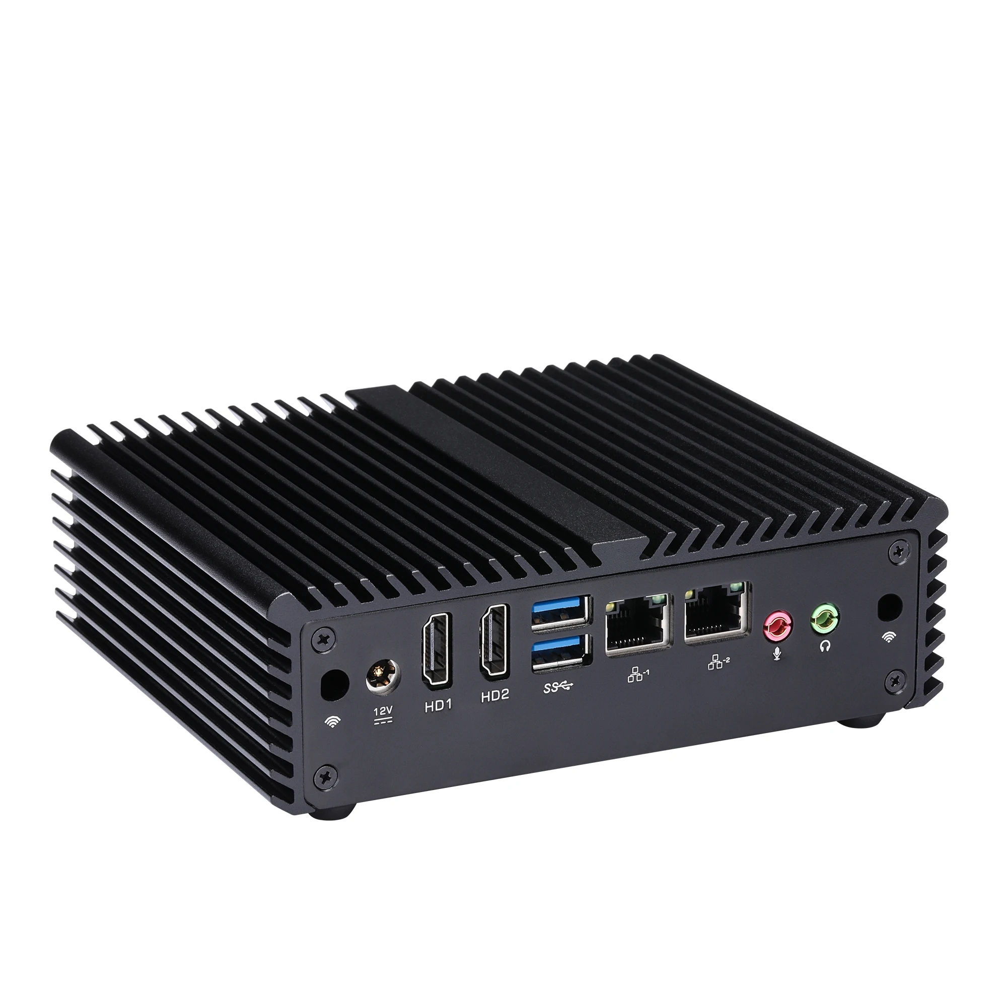QOTOM Fanless Mini PC Q170S Pentium J3170 Processor Quad Core, Processor J3710 2M Cache, tot 2,64GHz, WIN 10/Linux/Ubuntu