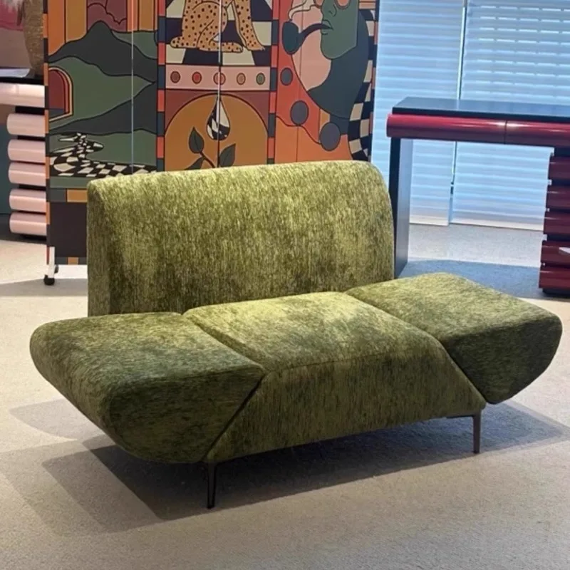 Minimalist casual sofa chair with rotating armrests Antique single casual fabric sofa chair