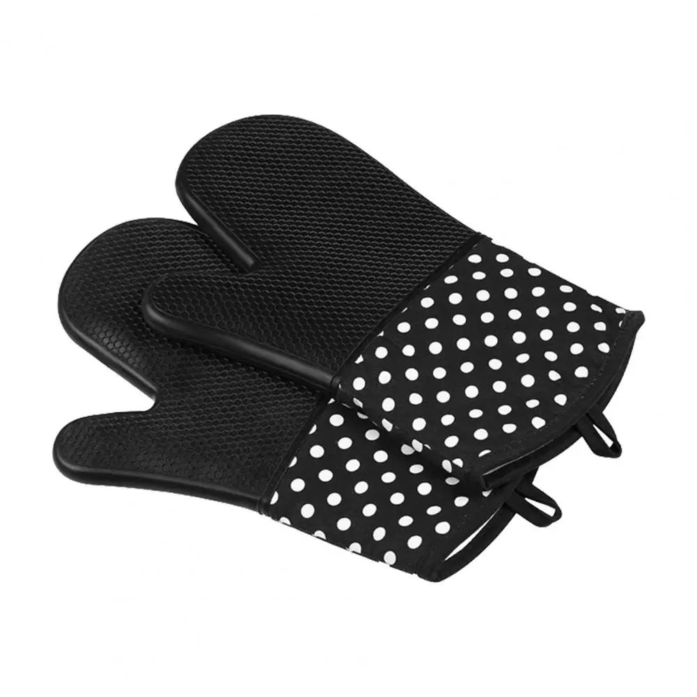 

2Pcs Kitchen Gloves for Hot Pans Microwave Mitts for Baking Grilling Heat Protection Heavy Duty Cotton Lined Kitchen Gloves