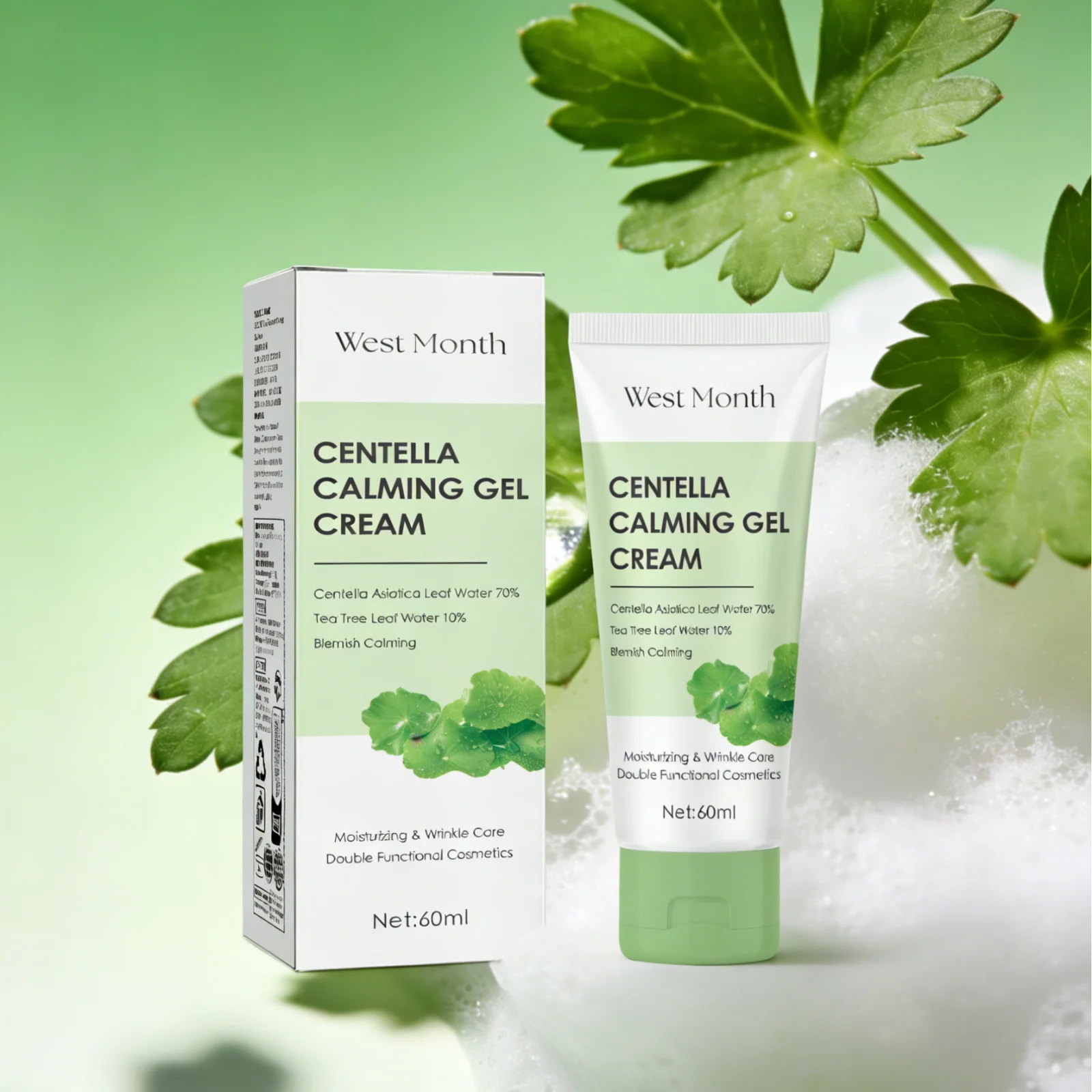 

West Month Centella Calming Gel Cream Moisturizing Skin Soothing Tea Tree Deep Hydration Face and Blemish Lightening Cream 60ml