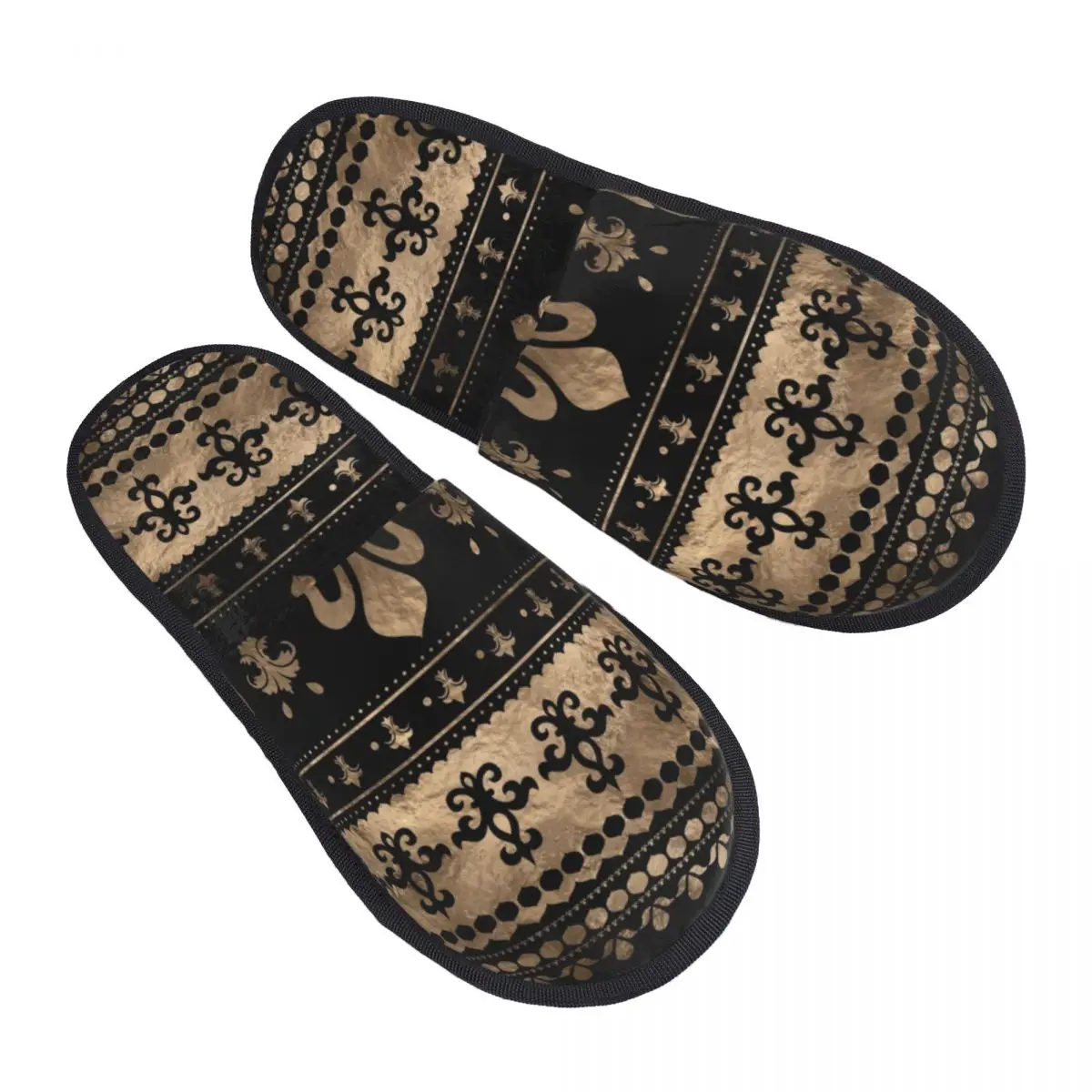 

Memory Foam Slippers Women Cozy Warm Fleur-De-Lys Lily Flower House Slippers