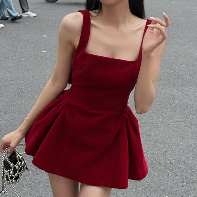 

French Daughter Style Bow Halter Suspender Dress Women's Light-picking Waist Pleated A-word Girly Tutu Skirt