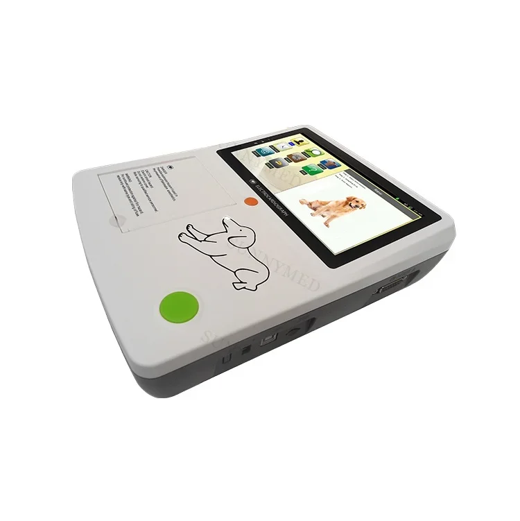 W002 Digital Portable Cardiograph Portable 7 inch Color touch screen   3 channel 12 lead Veterinary Ani