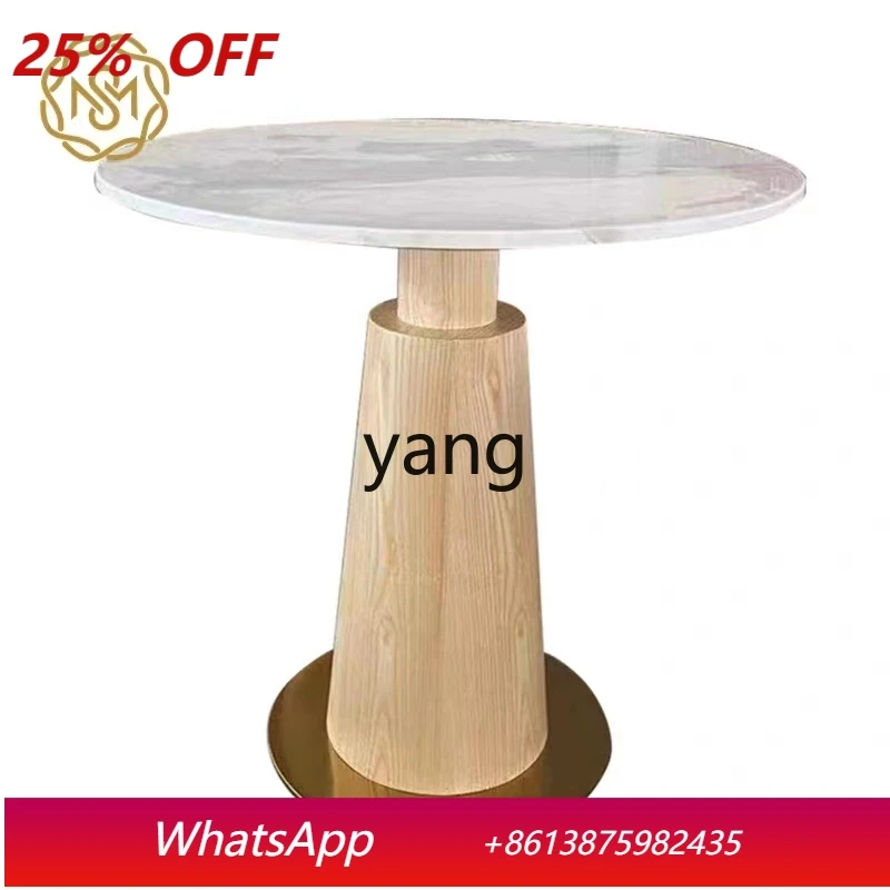 

LMM solid wood marble negotiation table new Chinese balcony leisure table