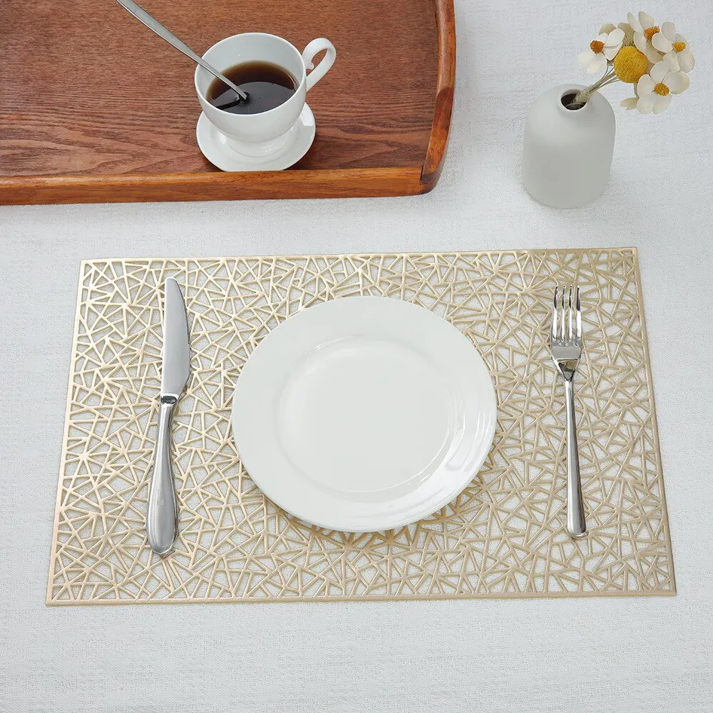 Gilding Geometry Table Mat Antibacterial Anti-mildew Placemats Non-slip Western Food Mat Insulation Coaster  Kitchen Dining Mat