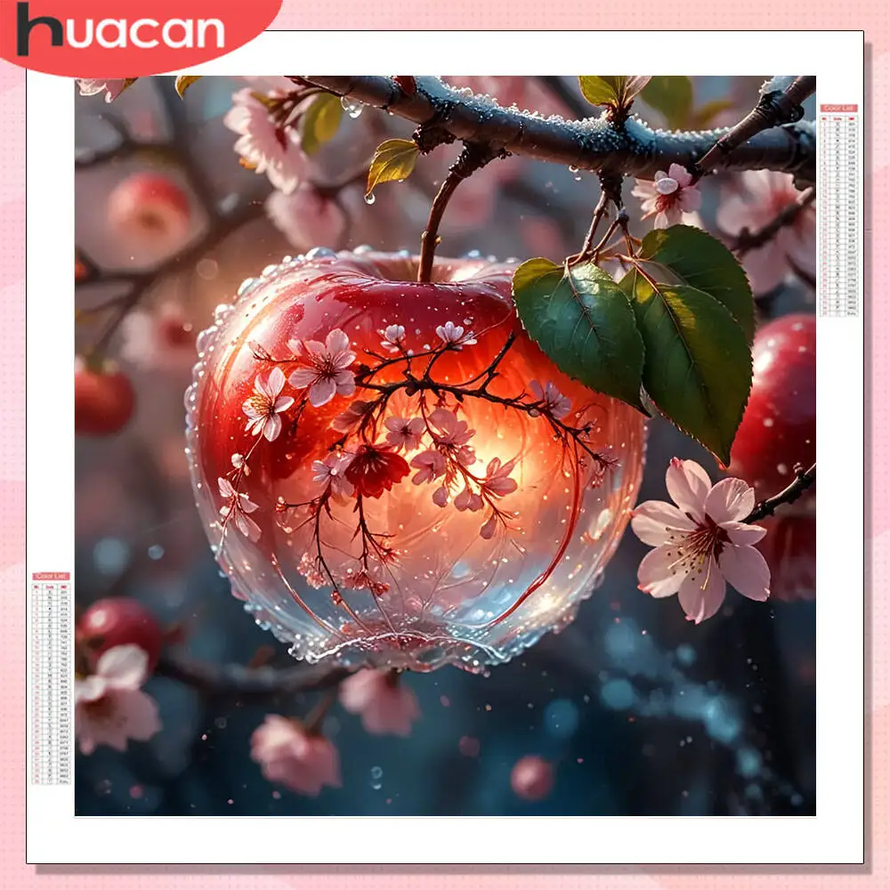 HUACAN 5D Diy Diamond Painting Cherry Blossom Flower Full Drill Home Decor Diamond Mosaic Apple Landscape
