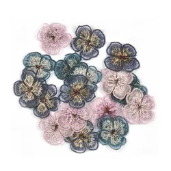 20Pcs 5.7x4.7cm Pink/Blue/Purple Mesh Lace Appliques Embroidery Patches Clothes Wedding Dress Decor Handmade Sewing Accessories