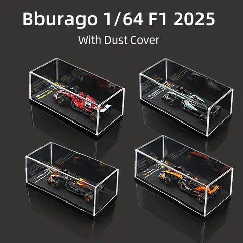 Bburago 1:64 2025 F1 With Dust Cover Alloy Car Model Formula Racing Die Cast Toy SF25 RB21 W16 MCL39
