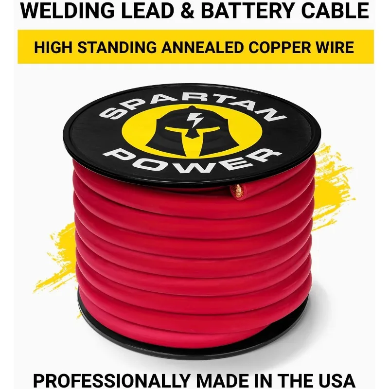 Welding Lead & Car Battery Cable Copper Wire-DIY Bulk Car Battery Cable,600 Volt, 2/0 AWG, 50 Foot, Red