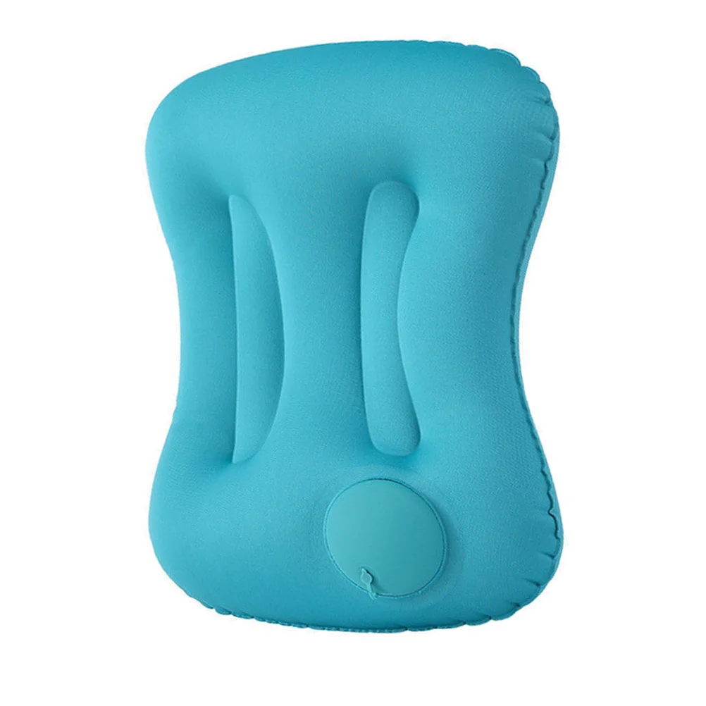 Travesseiro inflável portátil leve viagem travesseiro inflável design ergonômico para acampamento ao ar livre resto pescoço apoio volta