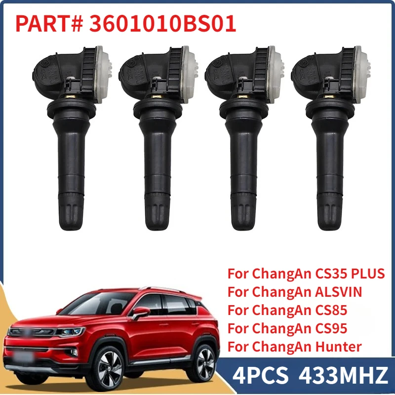 

Комплект из 4 датчиков давления в шинах (TPMS) 3601010BS01 для Changan CS35 PLUS, CS85, CS95, Alsvin, Hunter, 433 МГц, 3601010BS01AA