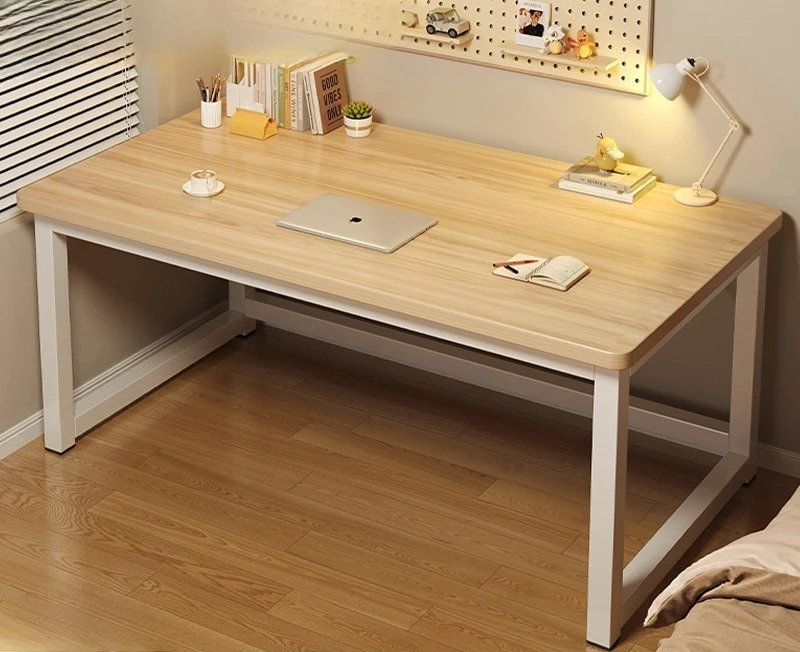 Bureau d'ordinateur simple avec plateau en bois massif, table d'écriture pour bureau à domicile, poste de travail PC robuste, style étudiant, montage facile, mobilier de dortoir