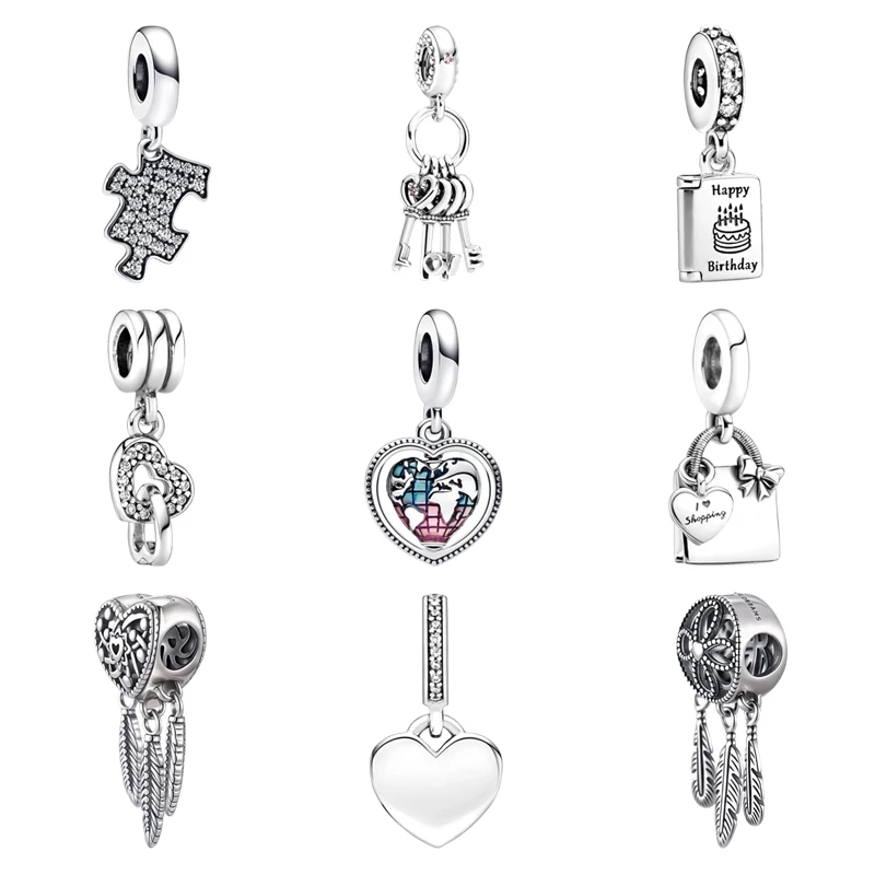 هدايا مجوهرات جديدة يمكنك صنعها بنفسك متألقة قابلة للانفصال للشمس والقمر لاكي ستار وقلب شجرة عائلية على شكل فراشة خرز ساحر يناسب السوار الأصلي