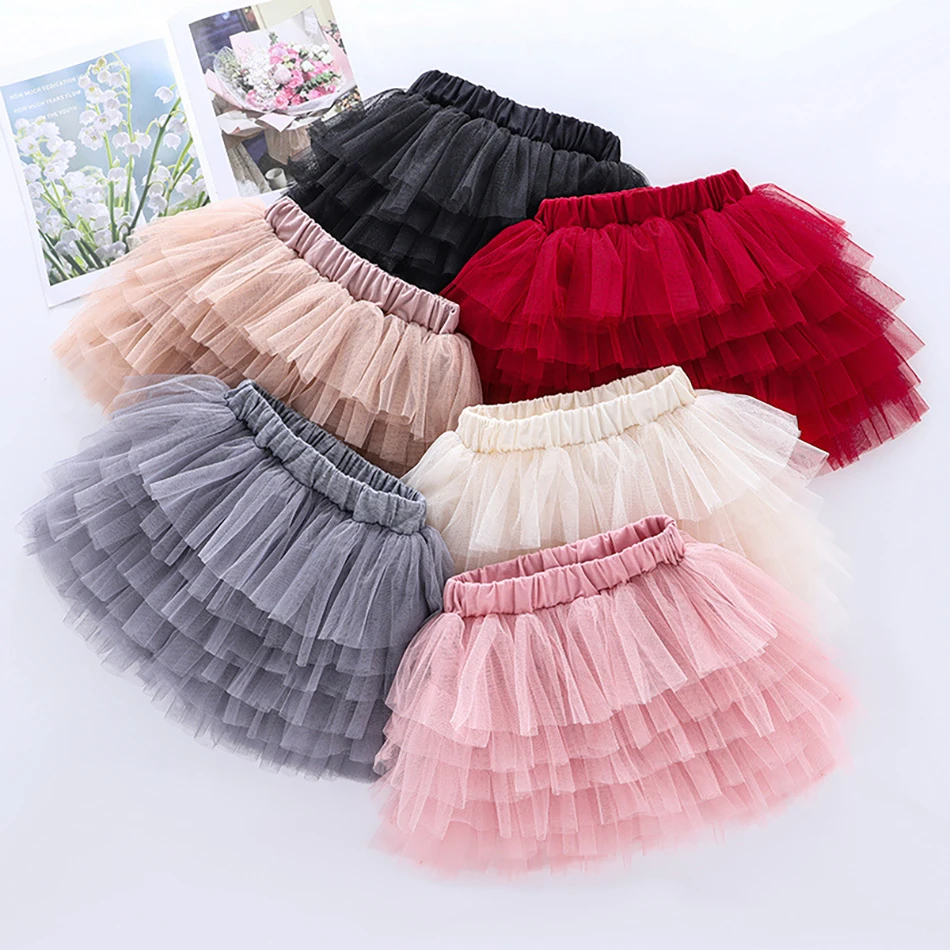 6-Layer Tulle Skirt Girls 3-10Y Breathable Twirl Dress with Elastic Waist Elegant Skirt for Party School and Special Occasions