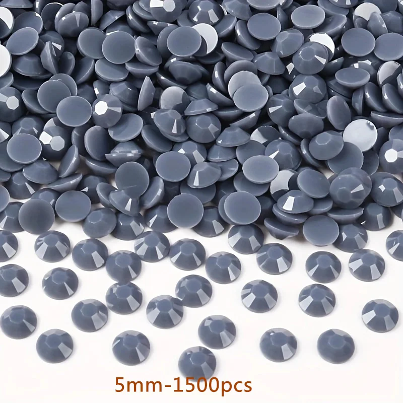 Resina gelatina opaca strass solidi bianco grigio Jet nero 5mm 1500 pezzi Flatback Non Hotfix per Nail Art decorazione dell\'indumento fai da te