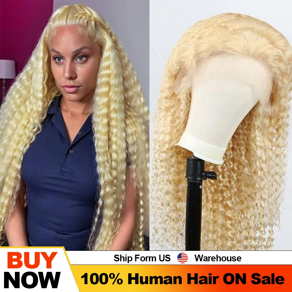 

613 hd lace frontal wig 13x6 Human Hair Blonde Deep Wave Lace Frontal Wig Human Hair Pre Plucked Curly Brazilian Human Hair Wigs
