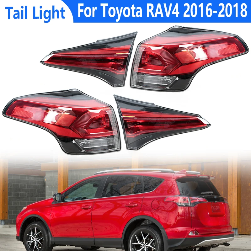 Для TOYOTA RAV4 2016 2017 2018 светодиодный задний фонарь, задний фонарь, стоп-сигнал, указатель поворота, лампа заднего хода с лампочкой, версия США