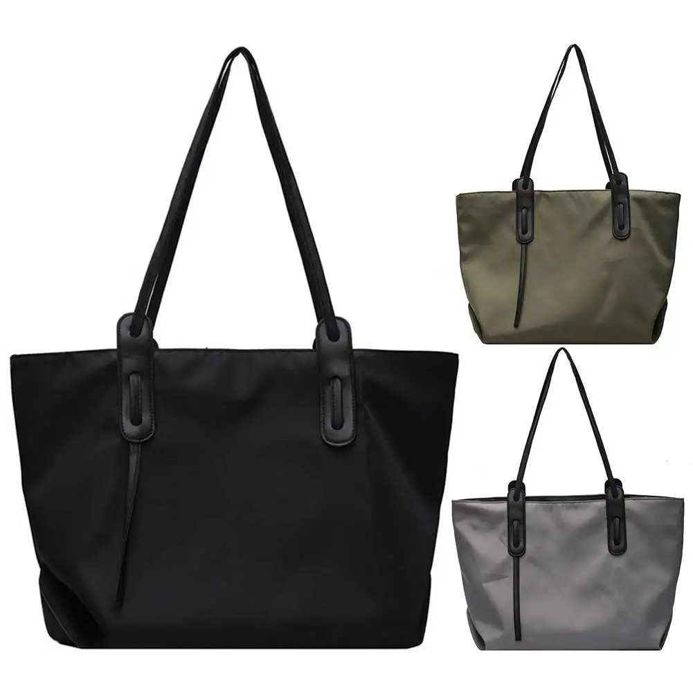 

Tote Bag for Women Nylon Large Capacity Underarm Bag with Zipper Satchel Purse Solid Color for Work Travel Shopping Shopper Bag