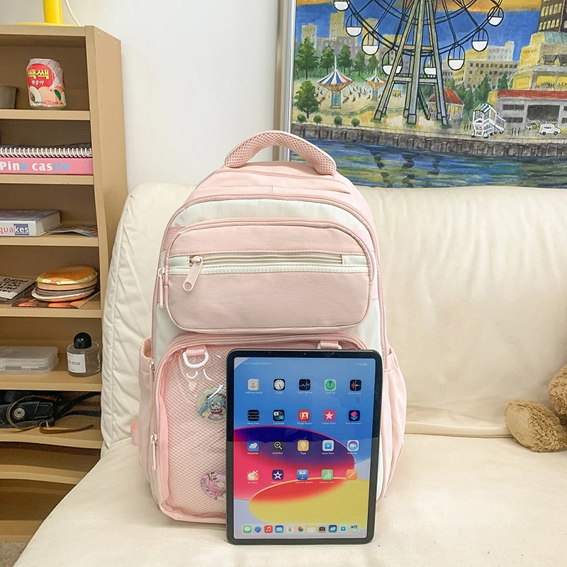 Fashion Large Capacity High School Students Backpack Cute Pin Display Itabags Clear Transparent Ita Bags Girls Nylon School Bag