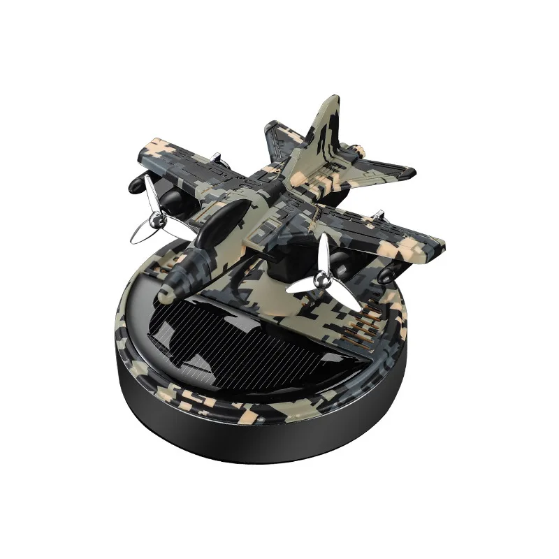 Camouflage Solar Air Freshener Rotating Propeller Aircraft Military Style Car Perfume Diffuser Dashboard Decoration Novelty Gift