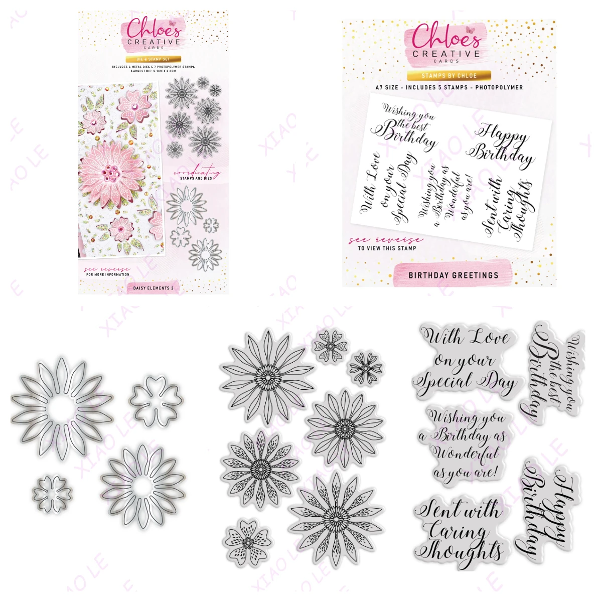 

Birthday Greetings Daisy Elements Cutting Dies And Stamps Scrapbook Diary Decoration Stencil Embossing Template DIY Greeting