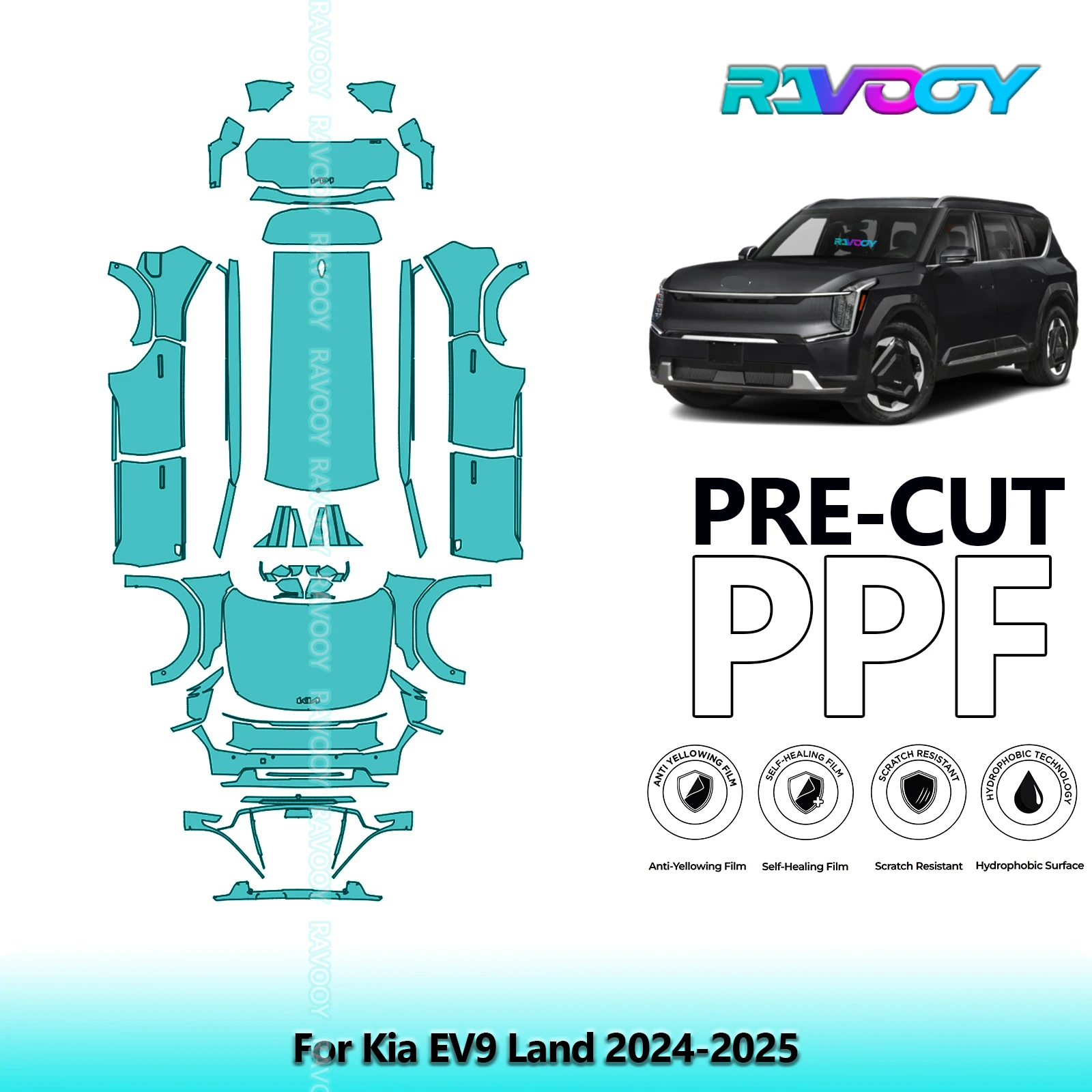 

8.5Mil Full Vehicle Precut PPF Paint Protection Film For Kia EV9 Land 2024-2025